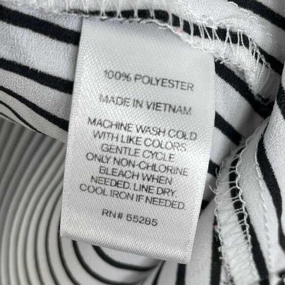 Express Portofino Shirt Womens XS Slim Fit Black White Striped Button Up Blouse - Picture 4 of 7